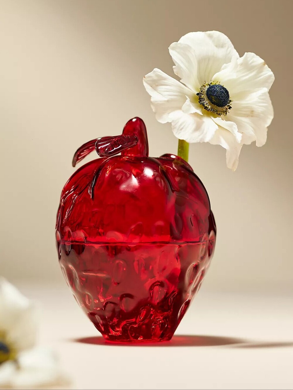 Anthropologie Summer Fruit Bud Glass Vase Strawberry